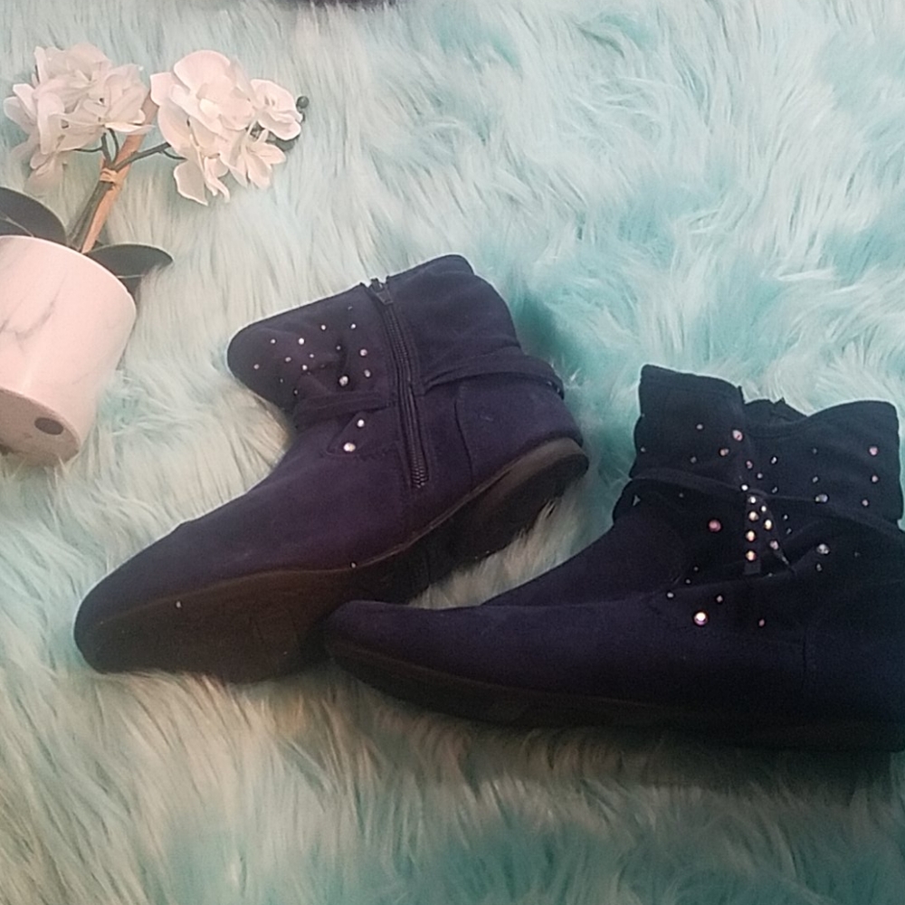 Navy kids ankle boots